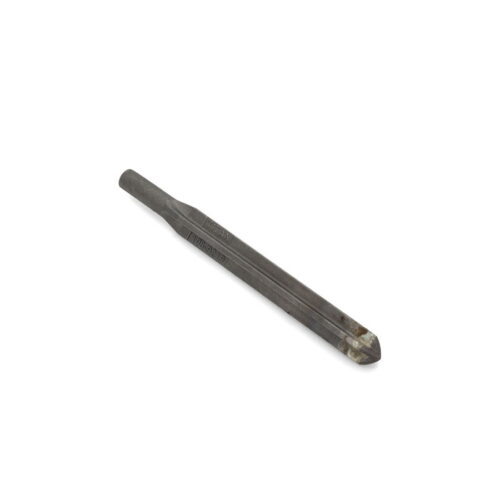 A carbide tine cross tool with a tapered end, showcasing a metallic gray finish and detailed texture