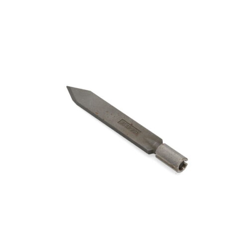 Metal slicing tine with a pointed tip and cylindrical base, designed for efficient soil penetration
