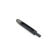 A black carbide tine with a cylindrical shape and a hollow center, designed for lawn equipment