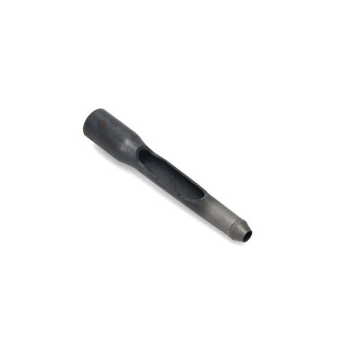 A black carbide tine with a side eject design, showing a cylindrical shape and hollowed interior