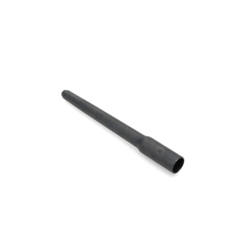 A black hollow tine with a tapered end, designed for aerating soil and enhancing lawn health