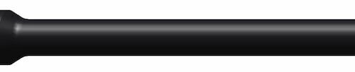 Black solid round tine with a pointed end, showcasing its cylindrical shape and smooth surface