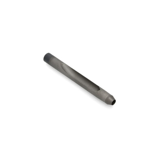 A gray carbide tine with a smooth surface and tapered ends, designed for lawn equipment
