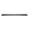 Low cut bedknife with 16 holes, featuring a sleek metallic finish, designed for precise cutting on Toro Greensmaster mowers.