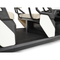 Close-up of the seating and spacious legroom in the Toro Vista PTV, featuring a textured floor for passenger safety and comfort