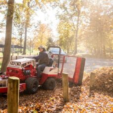 Ventrac Leaf Blower Tractor Attachment - leaf blowing at park