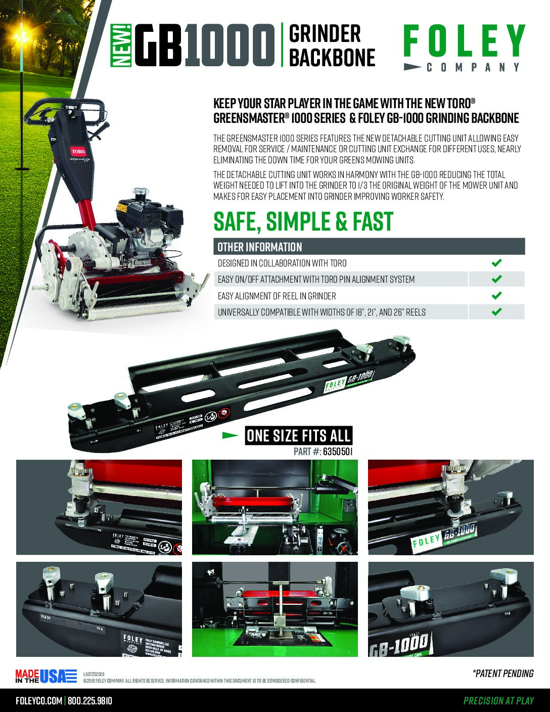 Foley GB1000 GRINDER BACKBONE – Spec Sheet