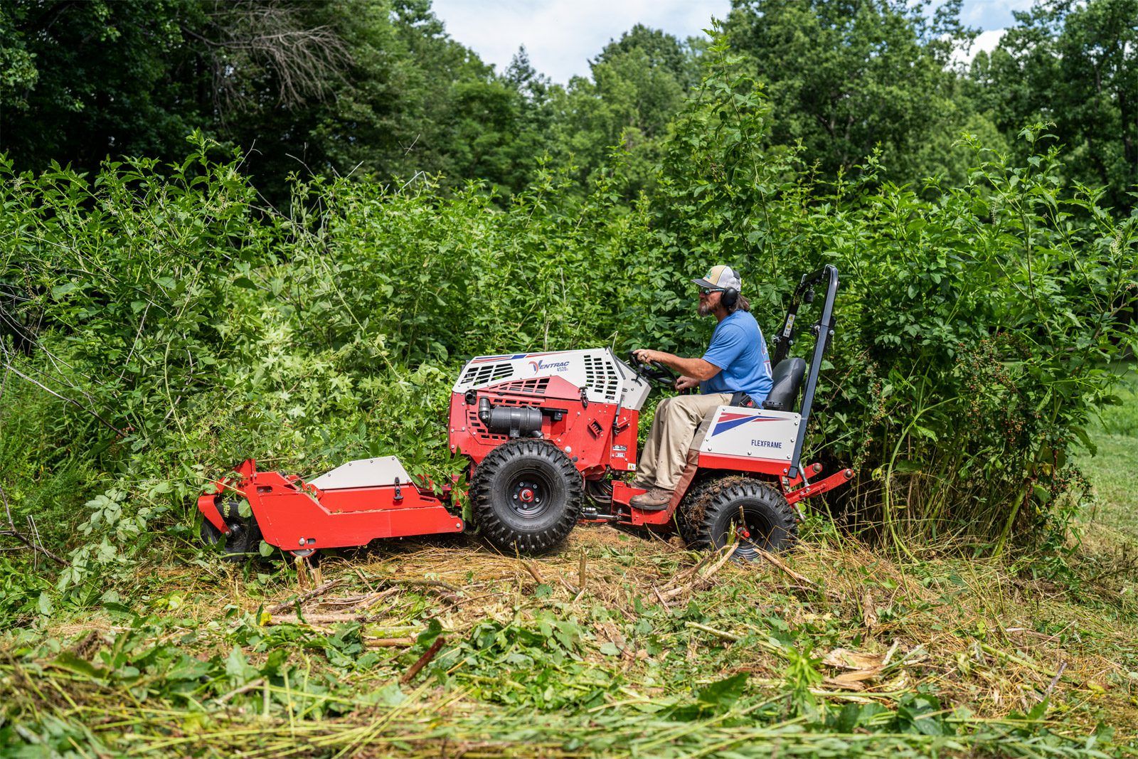 Ventrac Tough Cut Mower Attachment - cutting through ferns and bushes