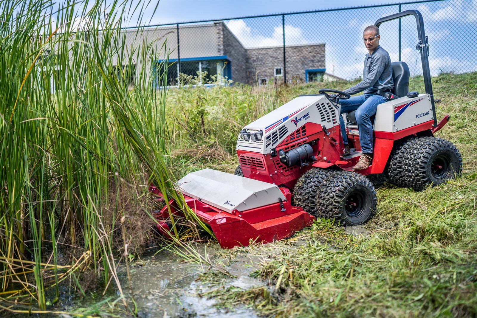 HQ682 Ventrac Tough Cut Mower Attachment Ventrac Tough Cut Mower Attachment - mowing through wet grass / puddles