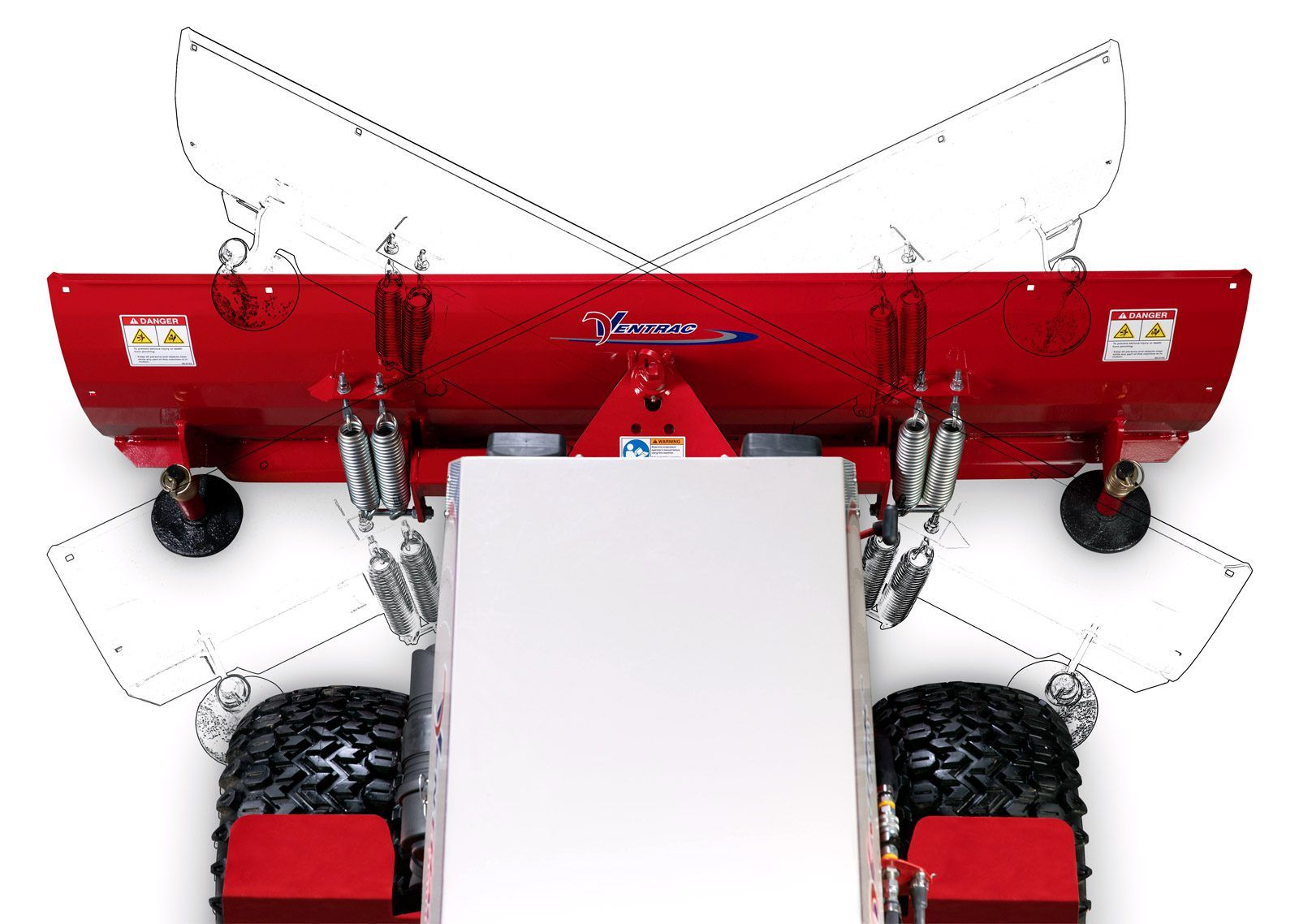 KD Ventrac Dozer 48" Blade Tractor Attachment Ventrac Dozer 48" Blade Tractor Attachment - graphic illustration of movement