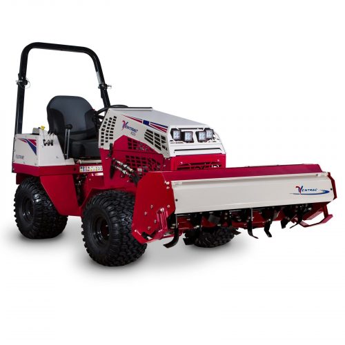 Ventrac Tiller Tractor Attachment - side view attached to tractor