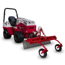 Ventrac 49" Landscape Rake Tractor Attachment - side view attached to tractor
