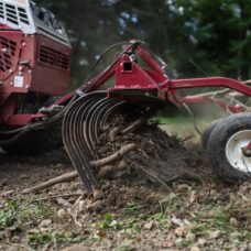 Ventrac 49" Landscape Rake Tractor Attachment - raking pebbly ground
