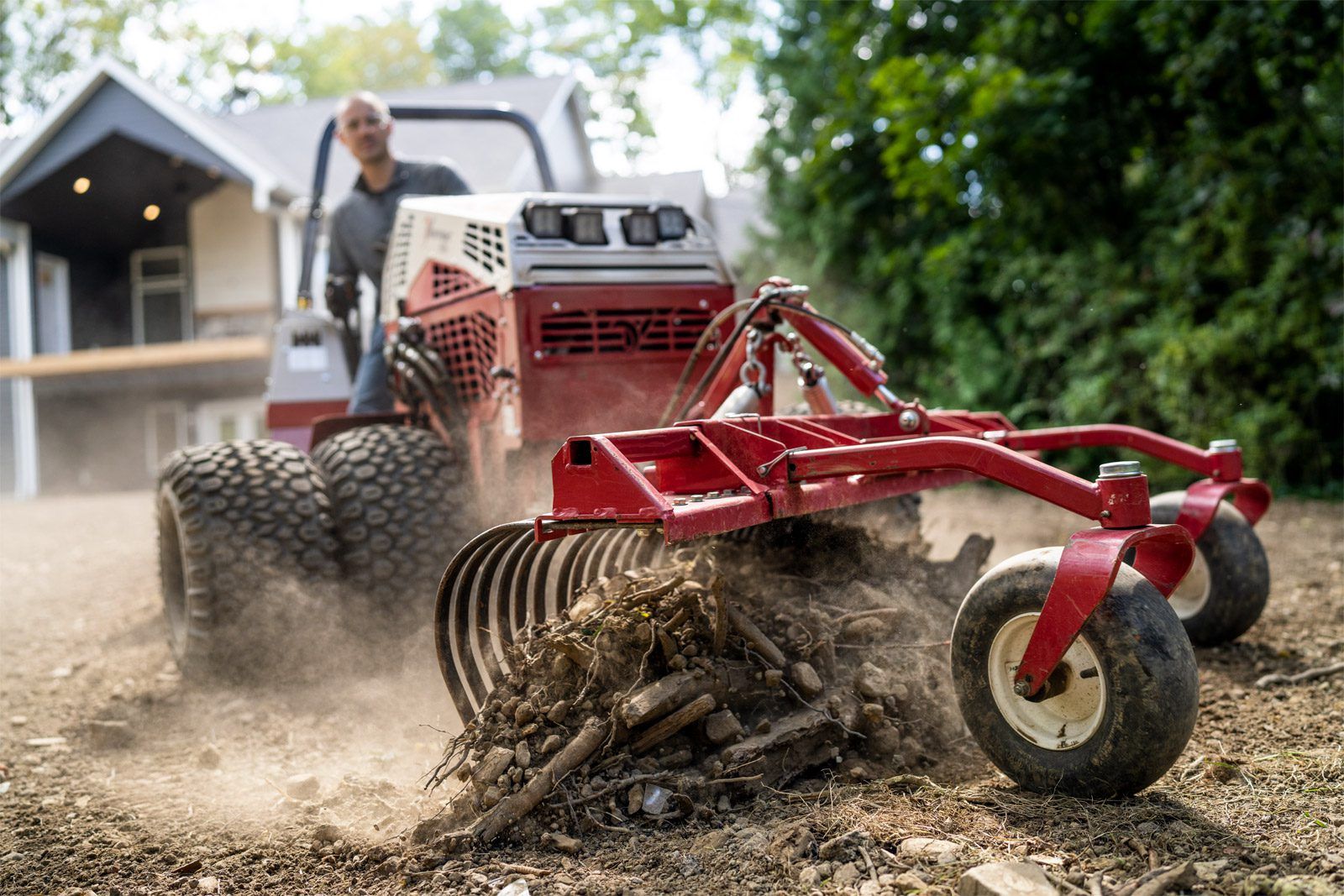 KR502 Ventrac 49" Landscape Rake Tractor Attachment Ventrac 49" Landscape Rake Tractor Attachment - raking residential grounds