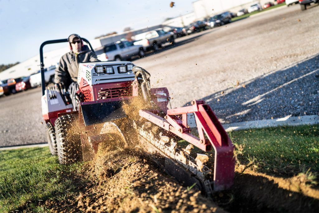 Ventrac Trencher Tractor Attachment - trenching close up