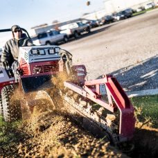 Ventrac Trencher Tractor Attachment - trenching close up