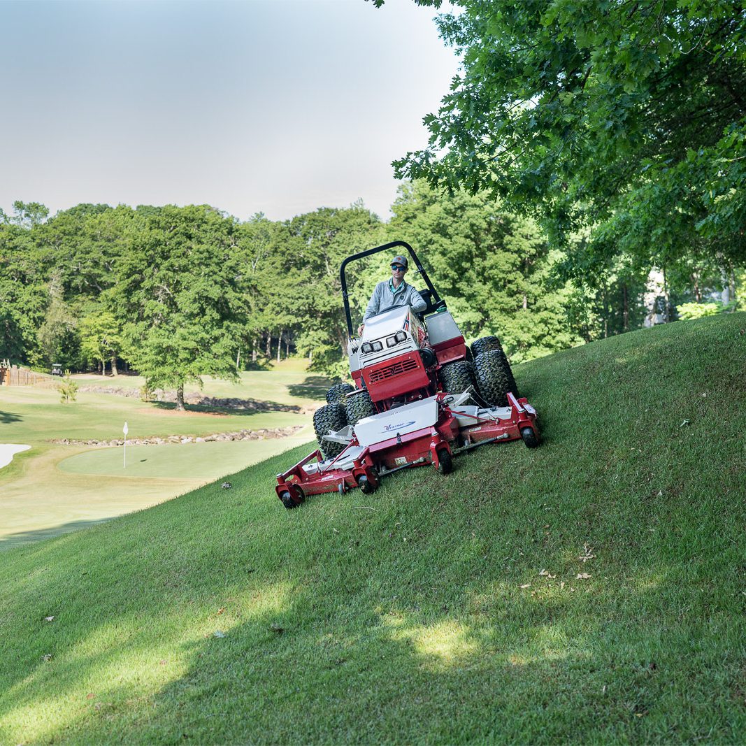 MJ840_Contour_Mower_Thornblade_09901-2 Ventrac Contour Mower - The Ventrac Contour Mower allows the operator to maintain 30 degree slopes with uneven surfaces, beyond other golf course and hillside mowers.
