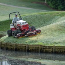 Ventrac Triplex Reel Mower Attachment - mowing golf grounds (slope by water_
