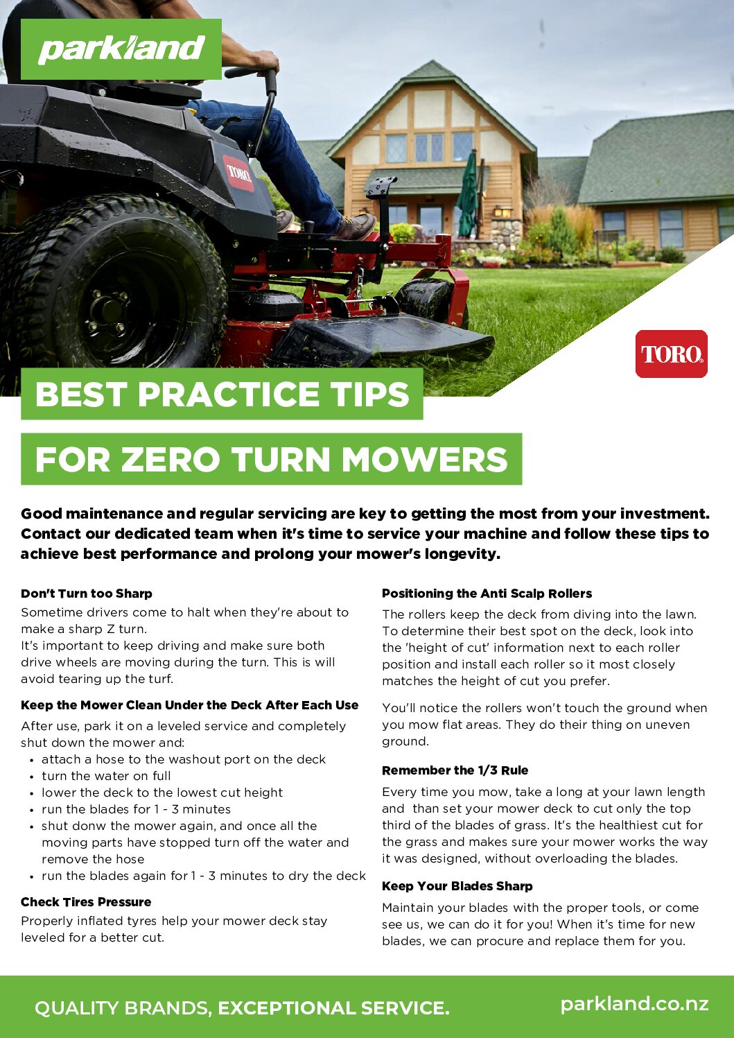 Best practice for operating Zero Turn mowers
