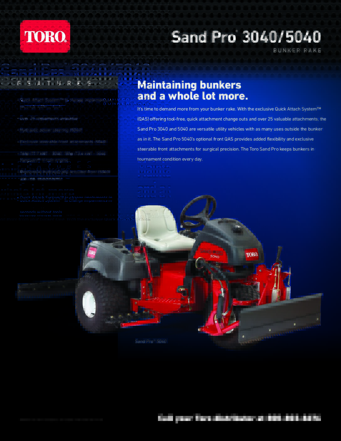 Toro Sand Pro Bunker Rake Sell Sheet