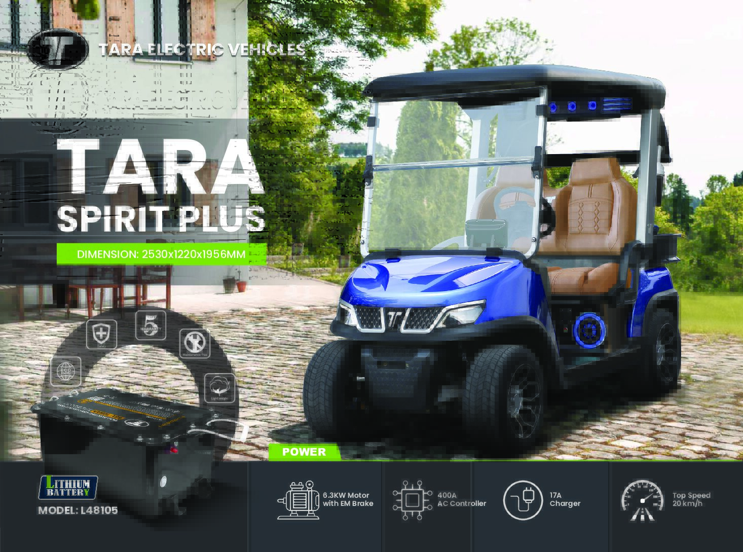 Tara Spirit Plus Lithium Golf Cart Spec Sheet