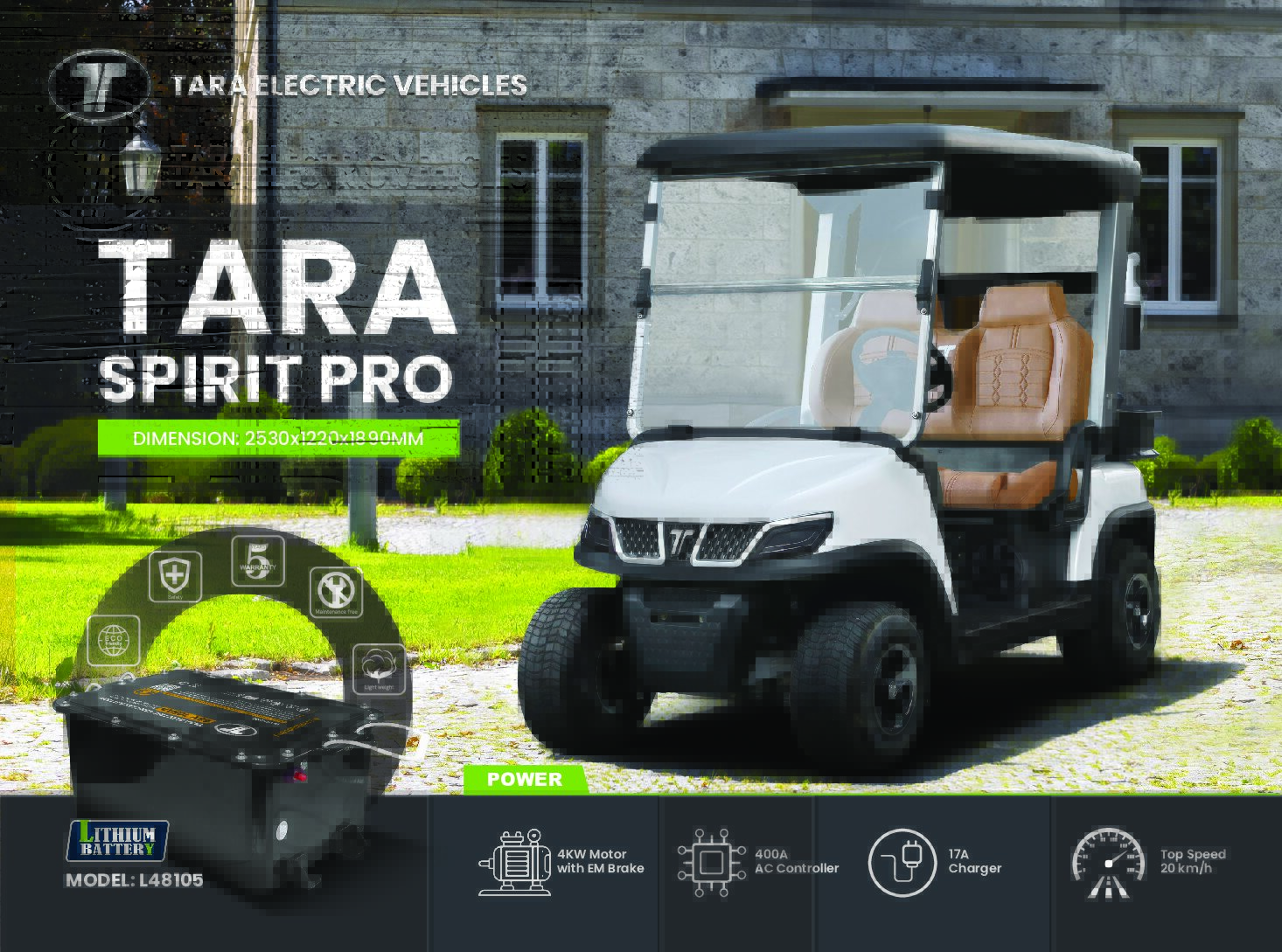 Tara Spirit Pro Lithium Golf Cart – Spec Sheet