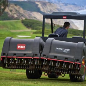 ProCore aerator being transported on the golf course