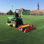 Artificial Football Turf being groomed