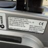 Close-up of Yamaha golf cart specifications, showing model, battery details, and construction date