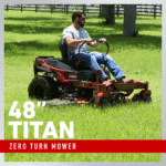 A person operates a Toro zero turn mower on lush green grass, showcasing its robust design and comfort features
