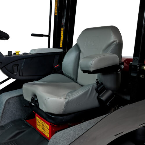 Gray air-ride seat installed in a Groundsmaster 4300, showcasing ergonomic design and suspension features