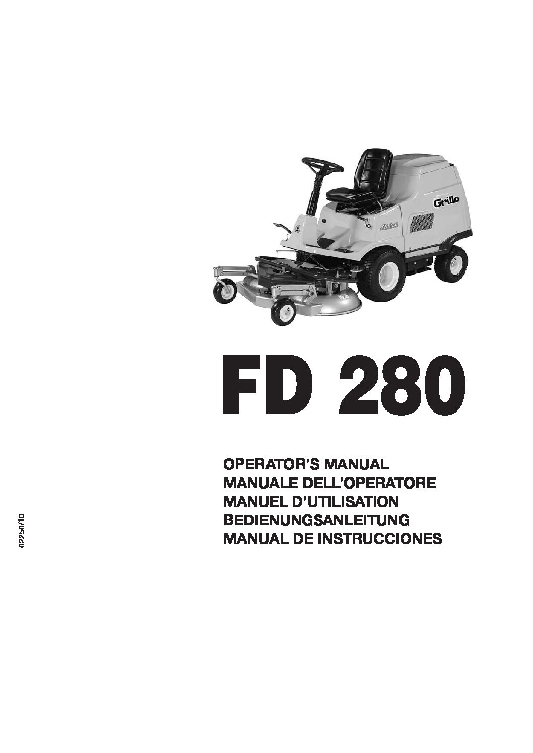 Grillo FD280 Grass Collection Mower Operators Manual