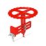Red circular cutter tool with adjustable radius and sharp blade for precise turf cutting